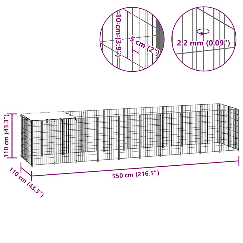 Psí kotec stříbrný 6,05 m² ocel