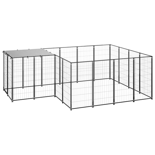Psí kotec černý 6,05 m² ocel
