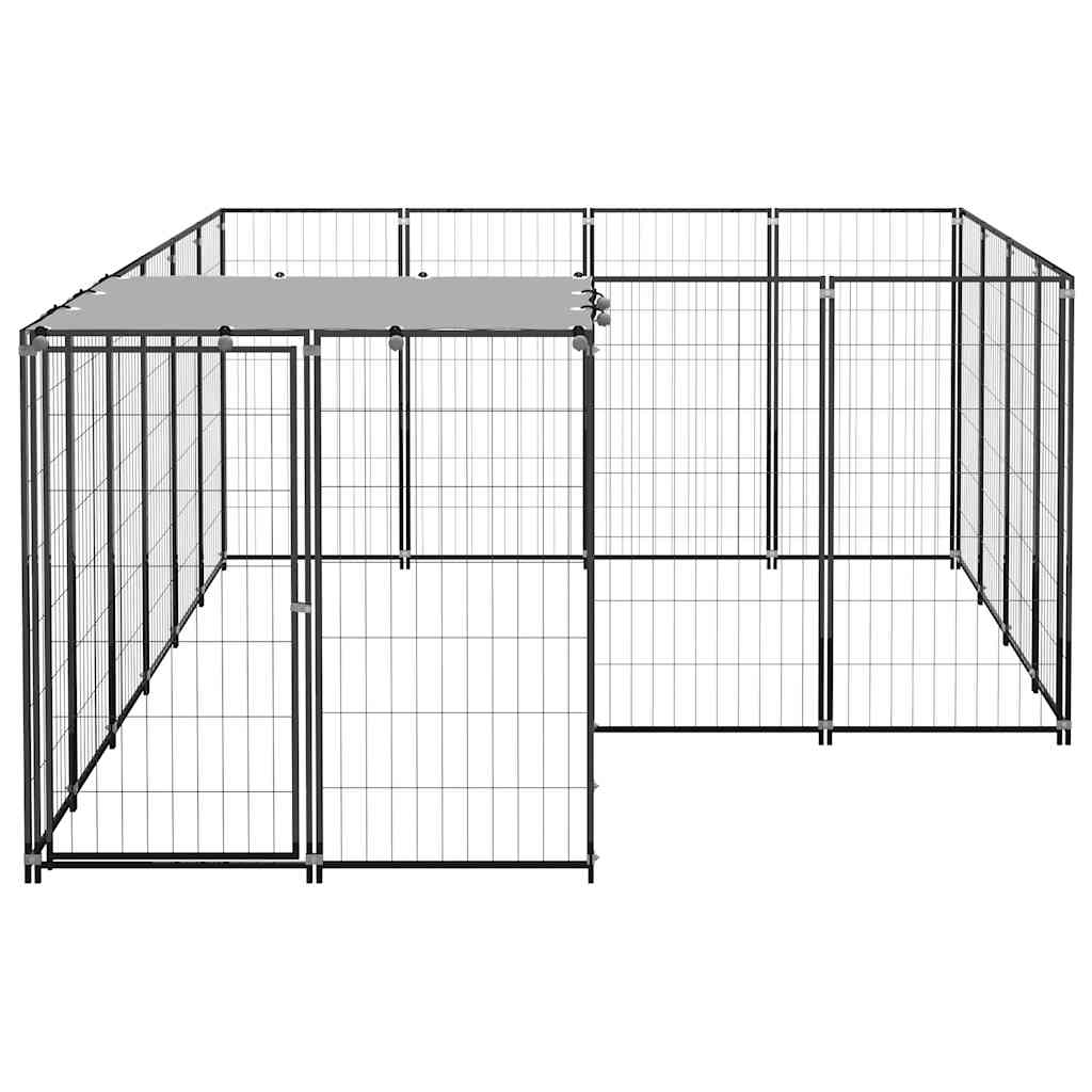 Psí kotec černý 6,05 m² ocel