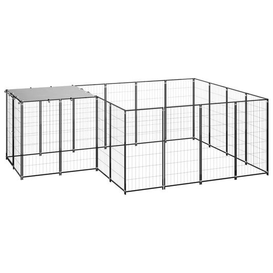 Psí kotec černý 6,05 m² ocel