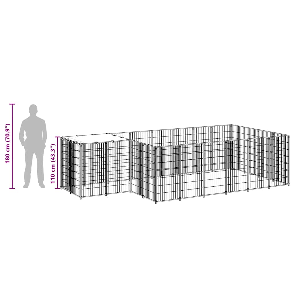 Psí kotec černý 8,47 m² ocel