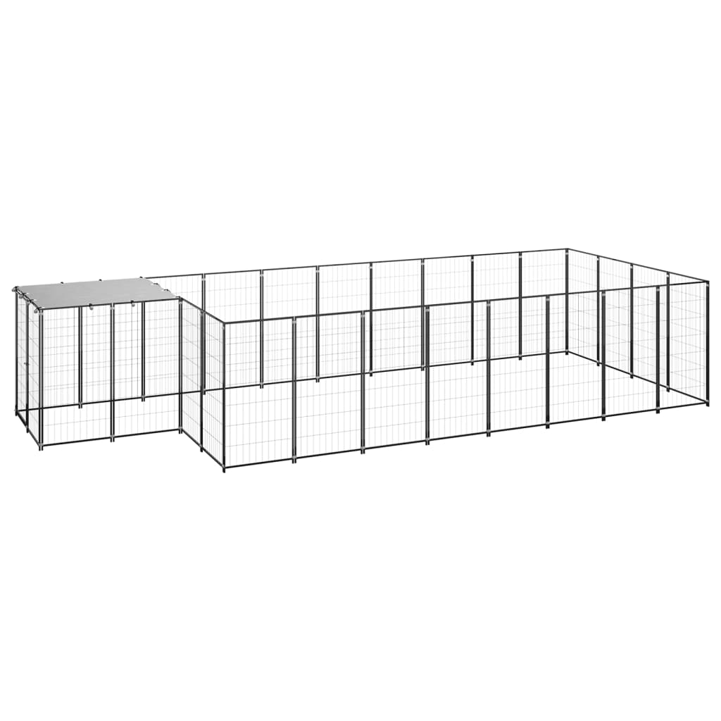 Psí kotec černý 10,89 m² ocel