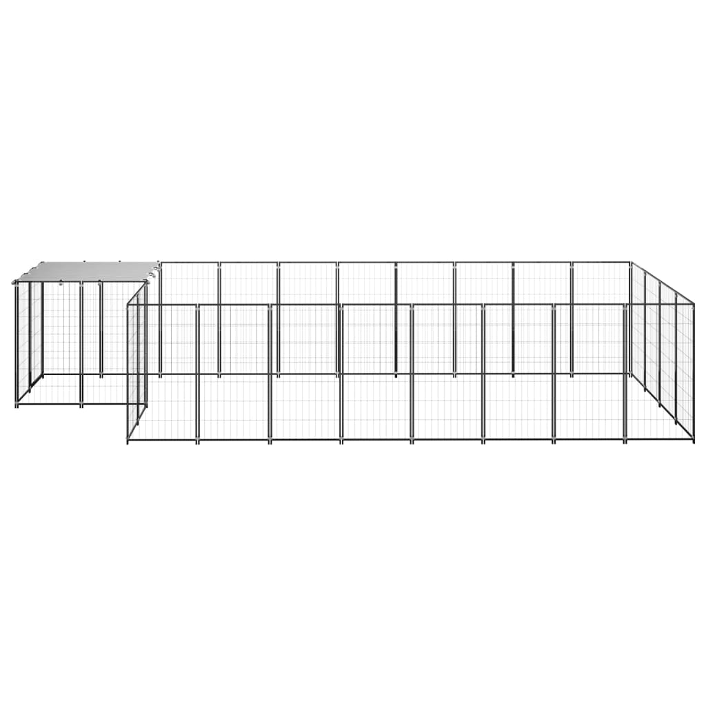 Psí kotec černý 10,89 m² ocel