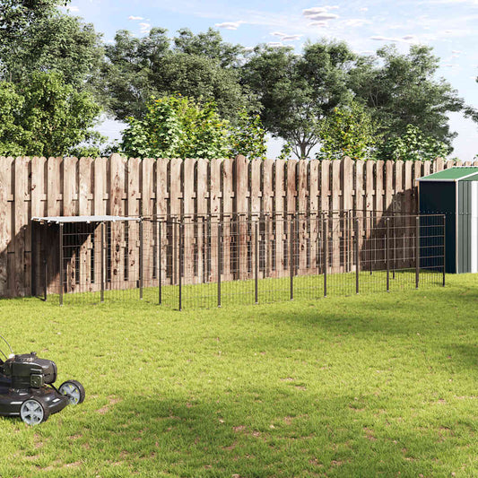 Psí kotec černý 10,89 m² ocel