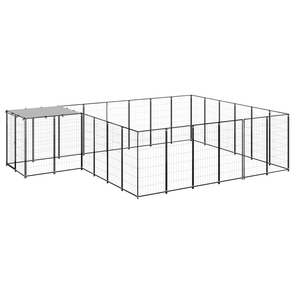 Psí kotec černý 12,1 m² ocel