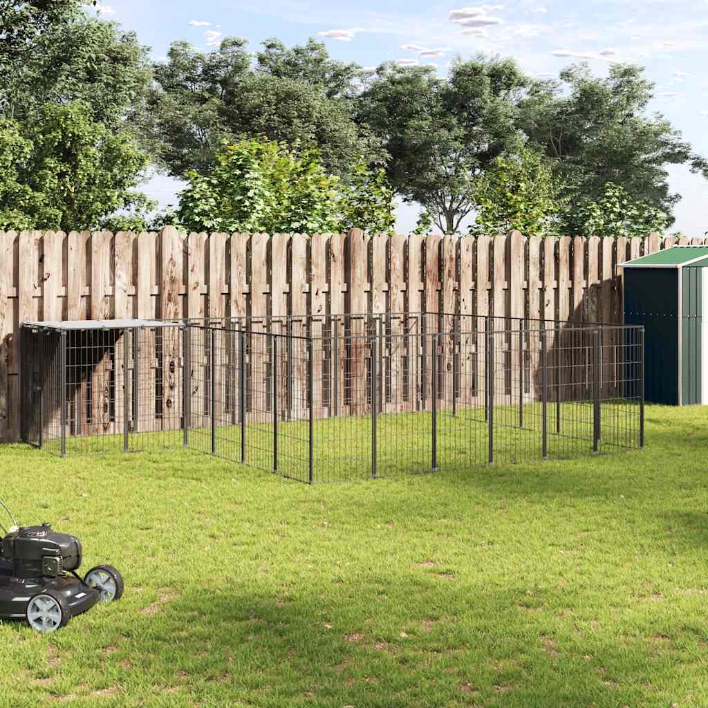 Psí kotec černý 12,1 m² ocel