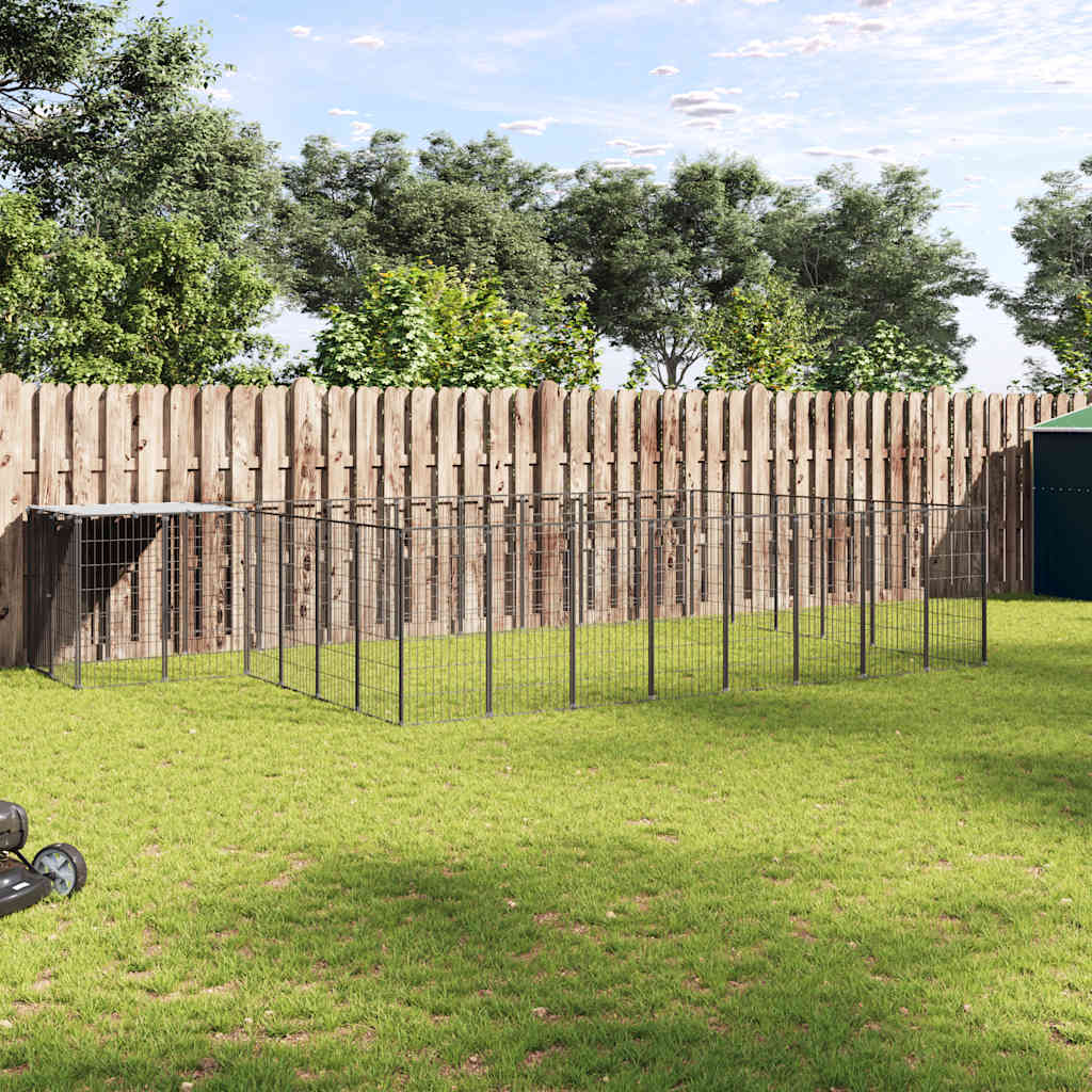 Psí kotec černý 15,73 m² ocel