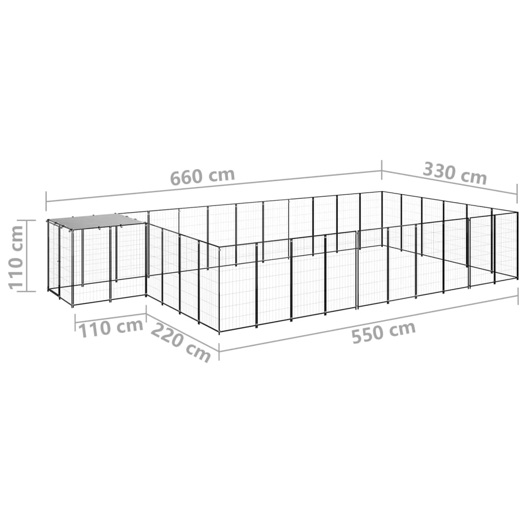 Psí kotec černý 19,36 m² ocel