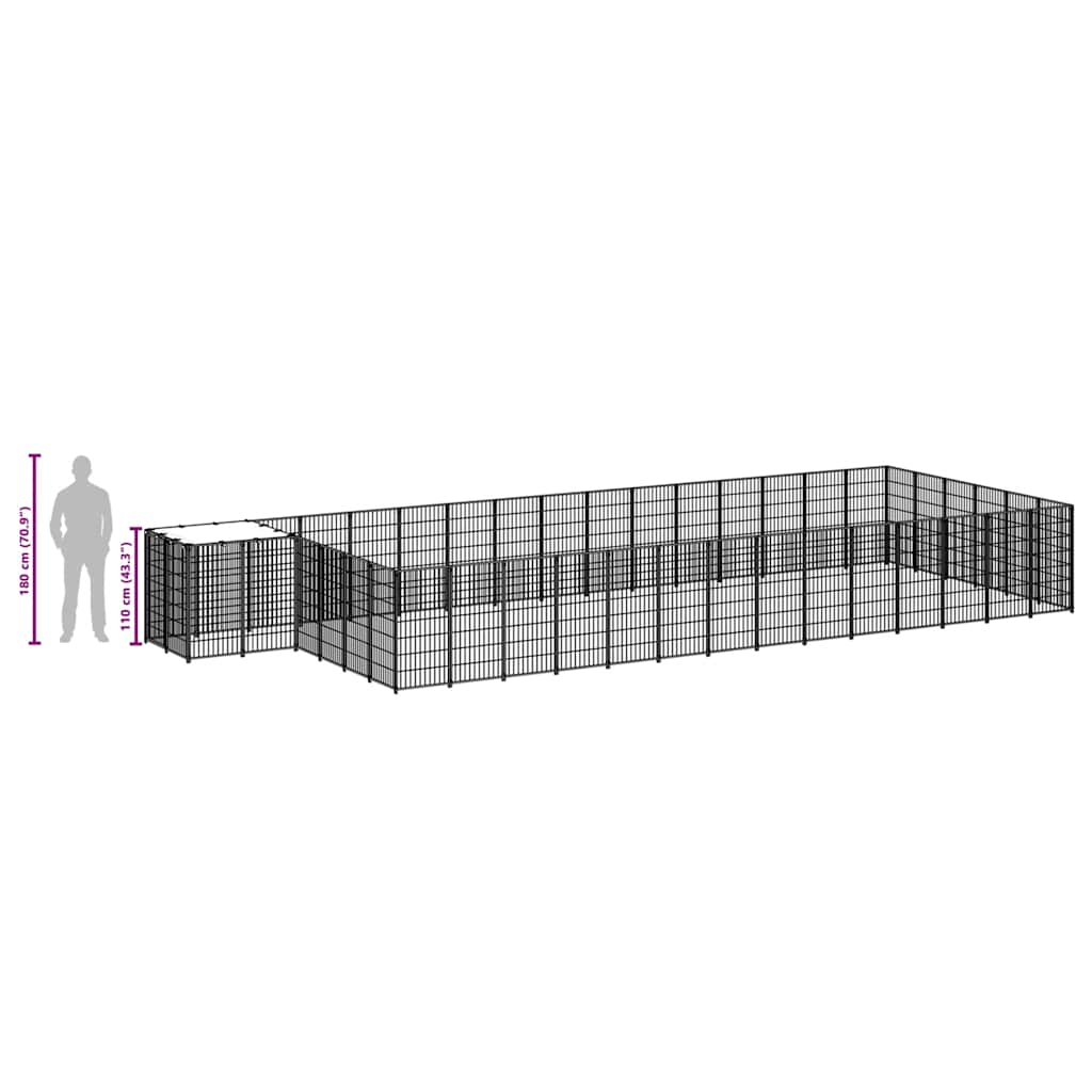 Psí kotec černý 26,62 m² ocel