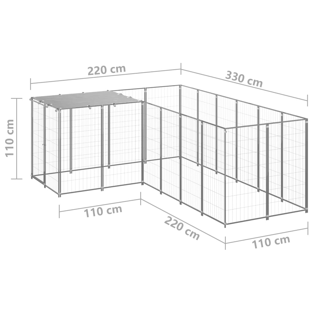 Psí kotec stříbrný 4,84 m² ocel