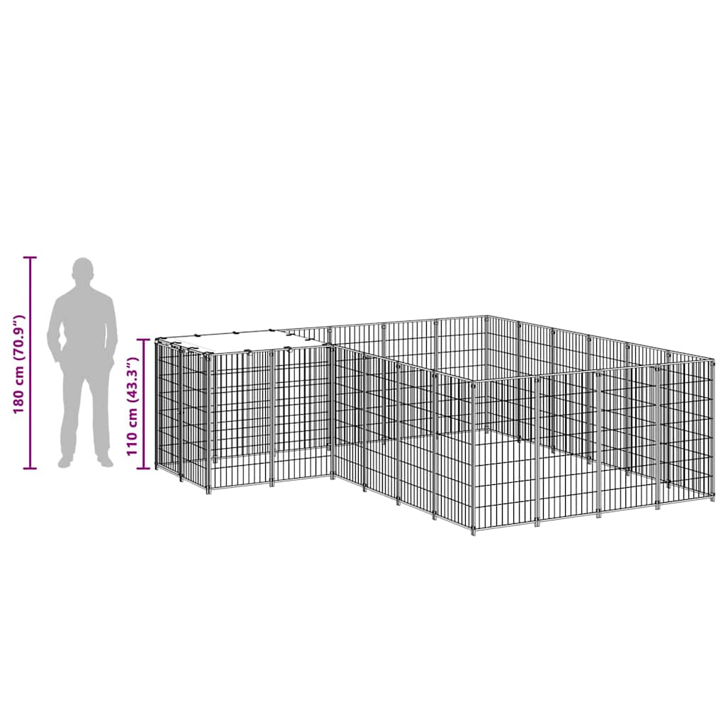 Psí kotec stříbrný 8,47 m² ocel