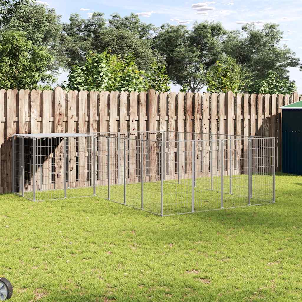 Psí kotec stříbrný 8,47 m² ocel