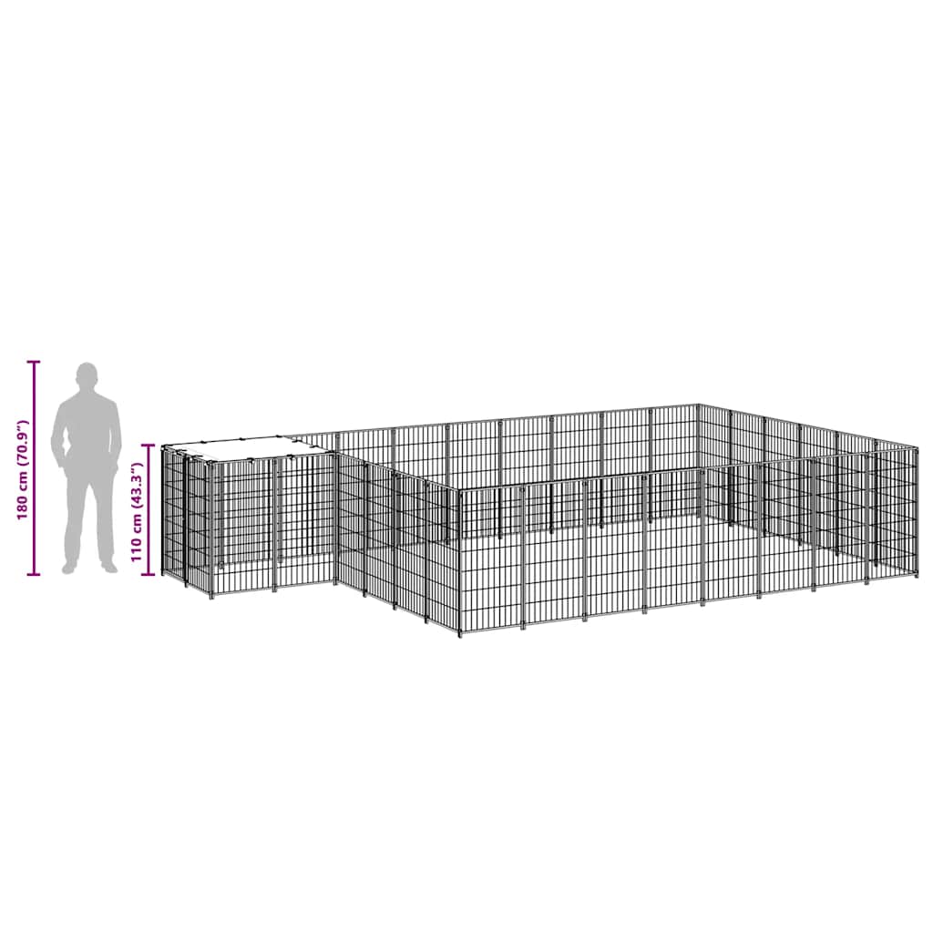 Psí kotec stříbrný 15,73 m² ocel