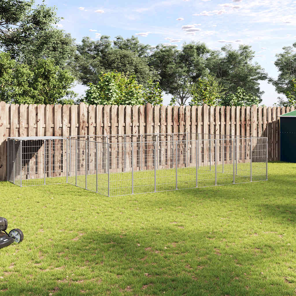 Psí kotec stříbrný 15,73 m² ocel