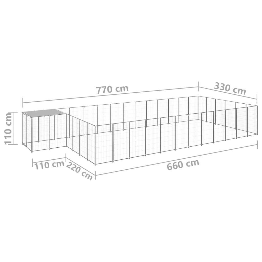 Psí kotec stříbrný 22,99 m² ocel