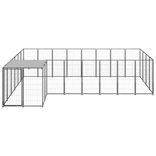 Psí kotec černý 10,89 m² ocel