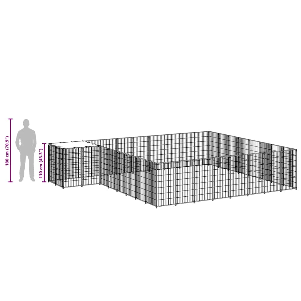 Psí kotec černý 20,57 m² ocel