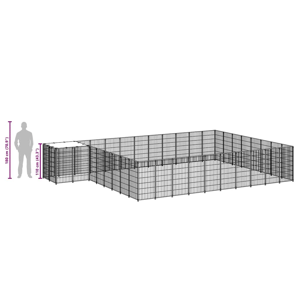 Psí kotec černý 25,41 m² ocel