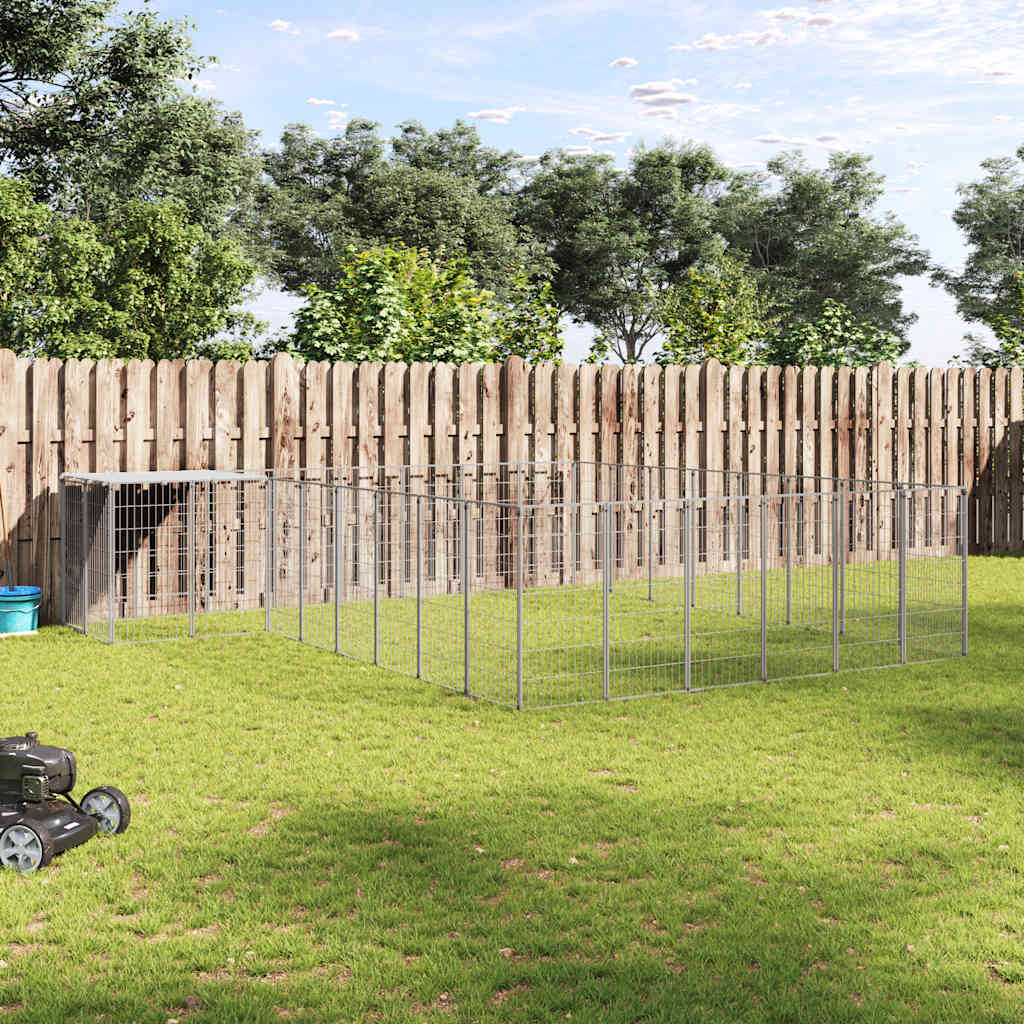 Psí kotec stříbrný 15,73 m² ocel