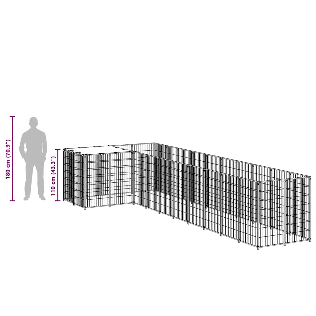 Psí kotec černý 7,26 m² ocel