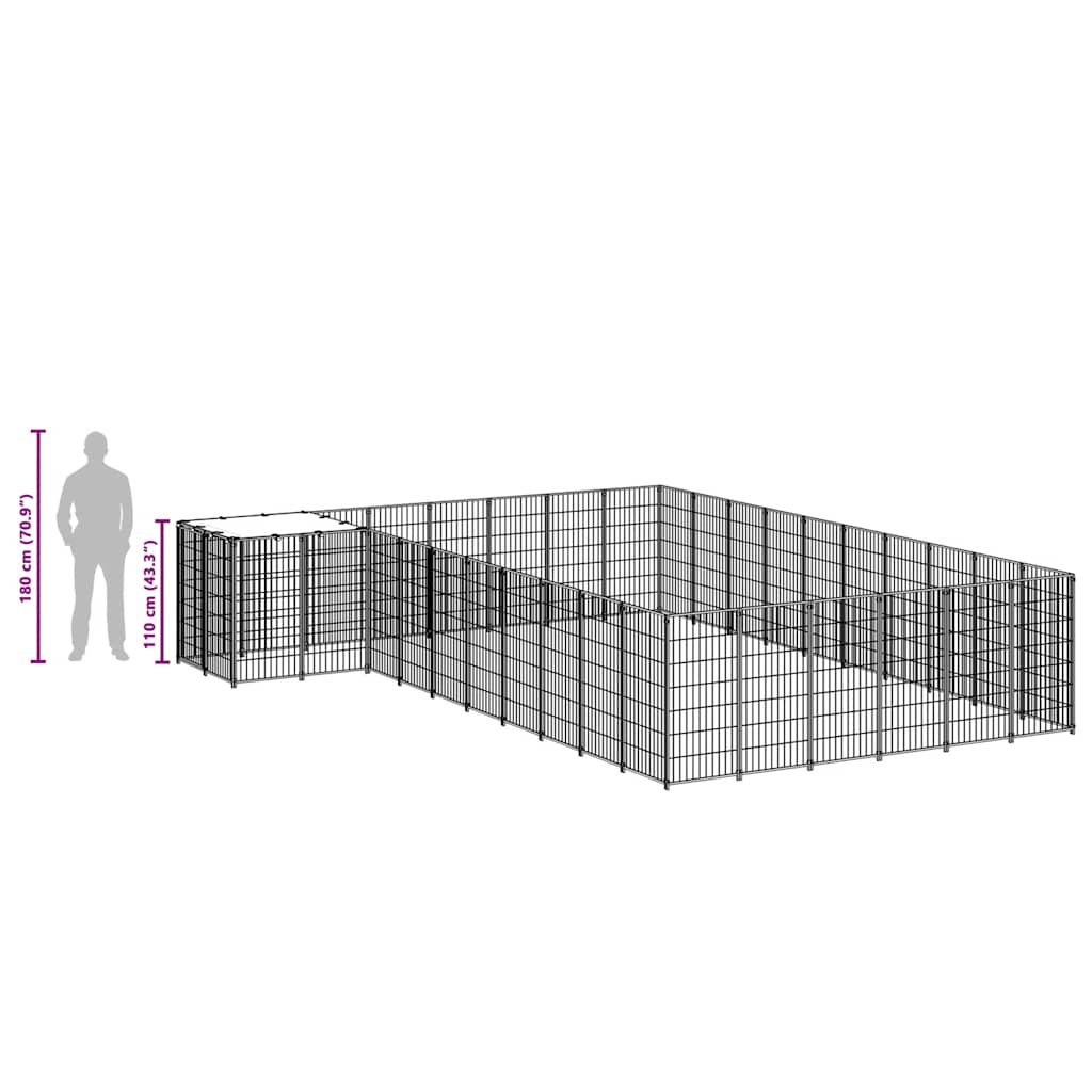 Psí kotec černý 19,36 m² ocel