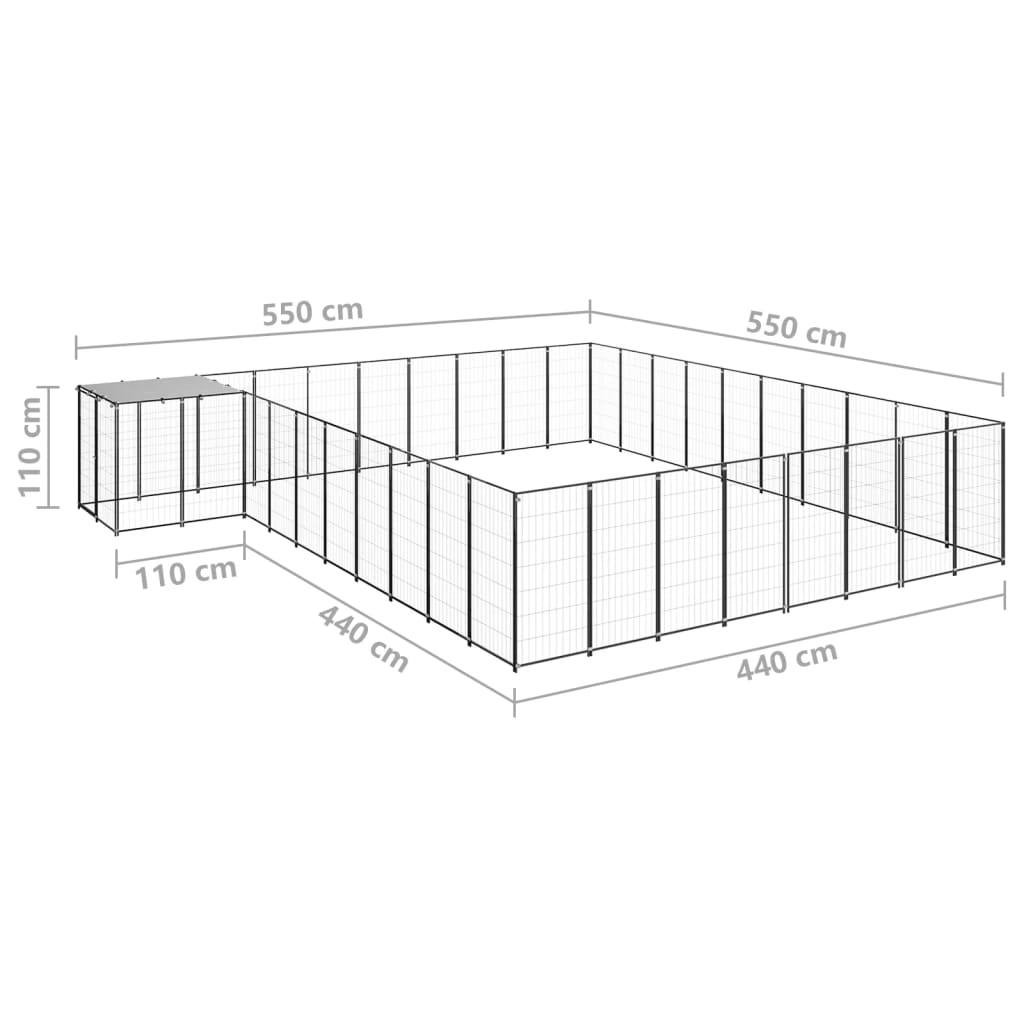 Psí kotec černý 25,41 m² ocel