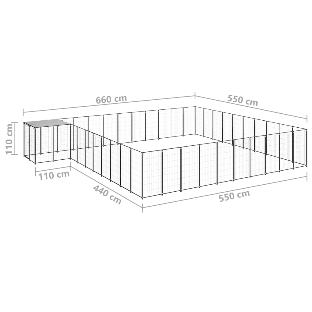 Psí kotec černý 31,46 m² ocel
