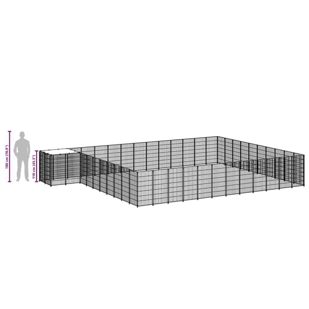 Psí kotec černý 37,51 m² ocel