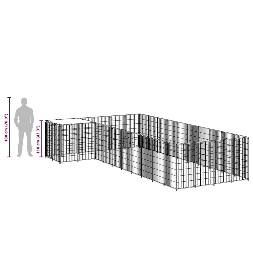 Psí kotec stříbrný 13,31 m² ocel