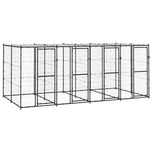 Venkovní psí kotec se střechou ocel 9,68 m² (440 × 220 × 180 cm)