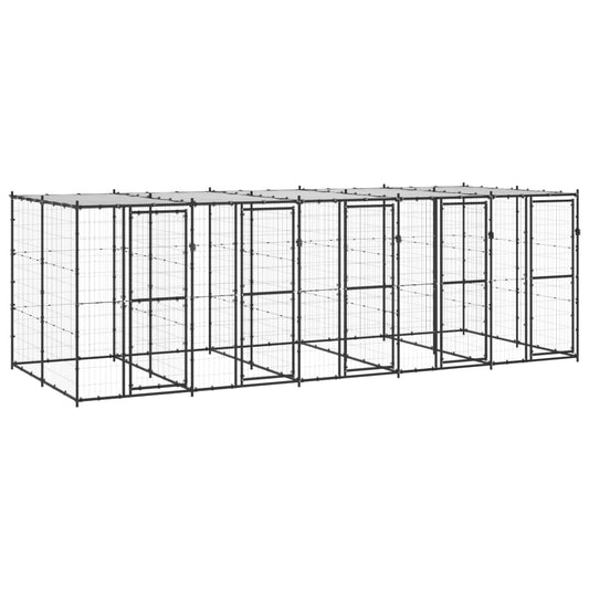 Venkovní psí kotec se střechou ocel 12,1 m² (550 × 220 × 180 cm)