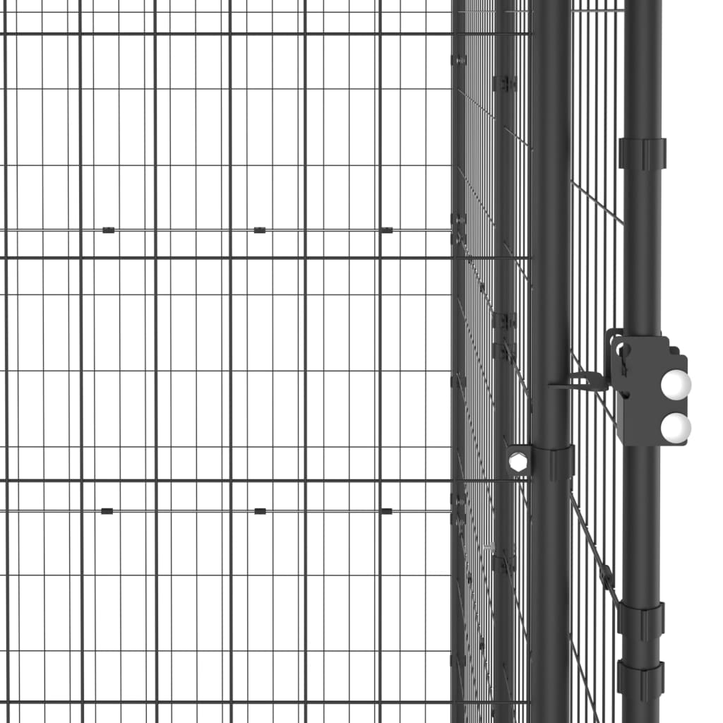 Venkovní psí kotec se střechou ocel 12,1 m²