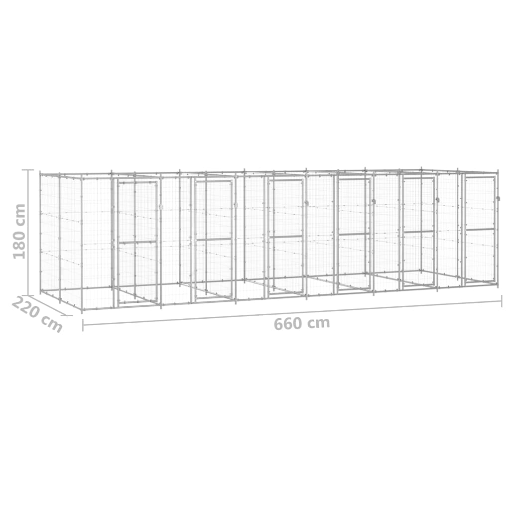 Venkovní psí kotec pozinkovaná ocel 14,52 m²