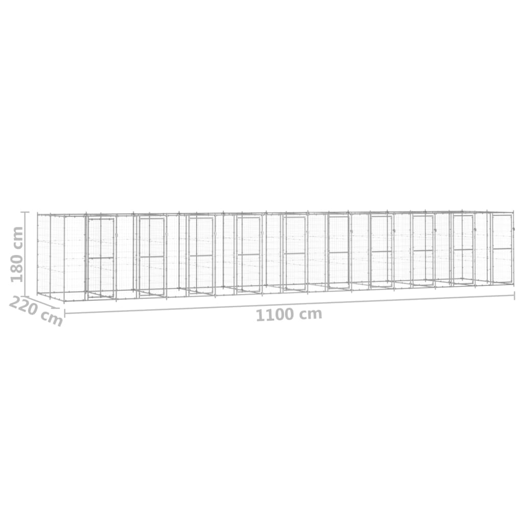 Venkovní psí kotec pozinkovaná ocel 24,2 m²