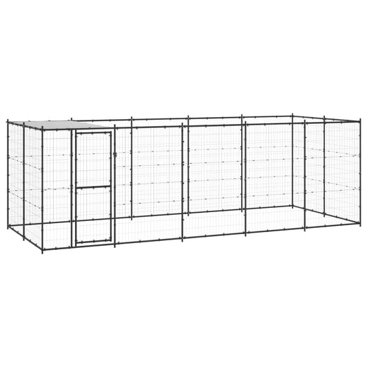Venkovní psí kotec se střechou ocel 12,1 m²