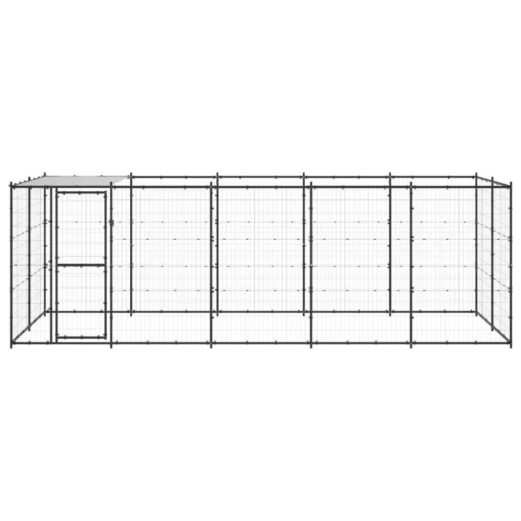 Venkovní psí kotec se střechou ocel 12,1 m²