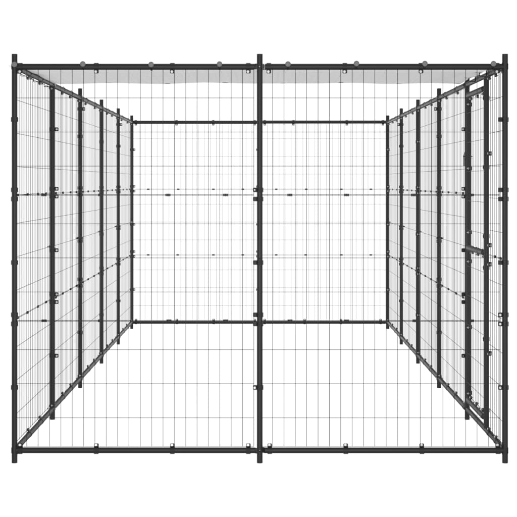 Venkovní psí kotec se střechou ocel 12,1 m²