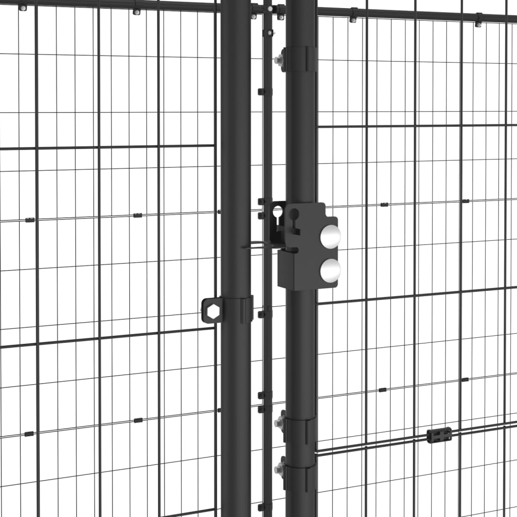 Venkovní psí kotec se střechou ocel 12,1 m²