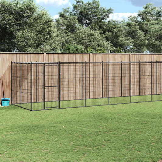 Venkovní psí kotec se střechou ocel 16,94 m²