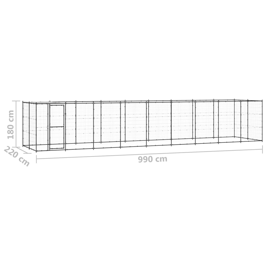 Venkovní psí kotec se střechou ocel 21,78 m²