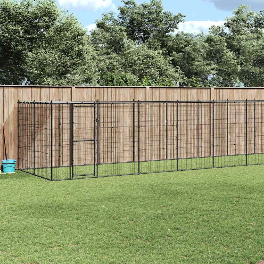 Venkovní psí kotec se střechou ocel 21,78 m²