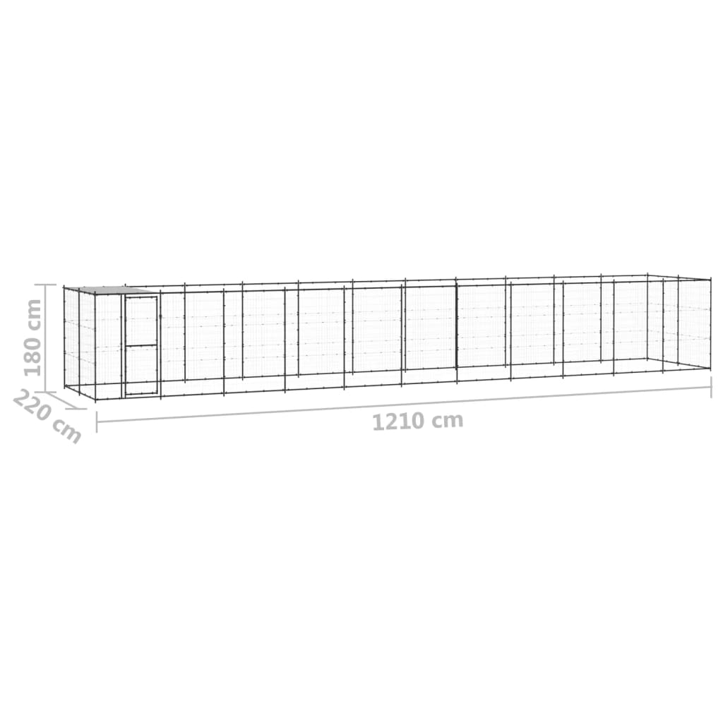 Venkovní psí kotec se střechou ocel 26,62 m²