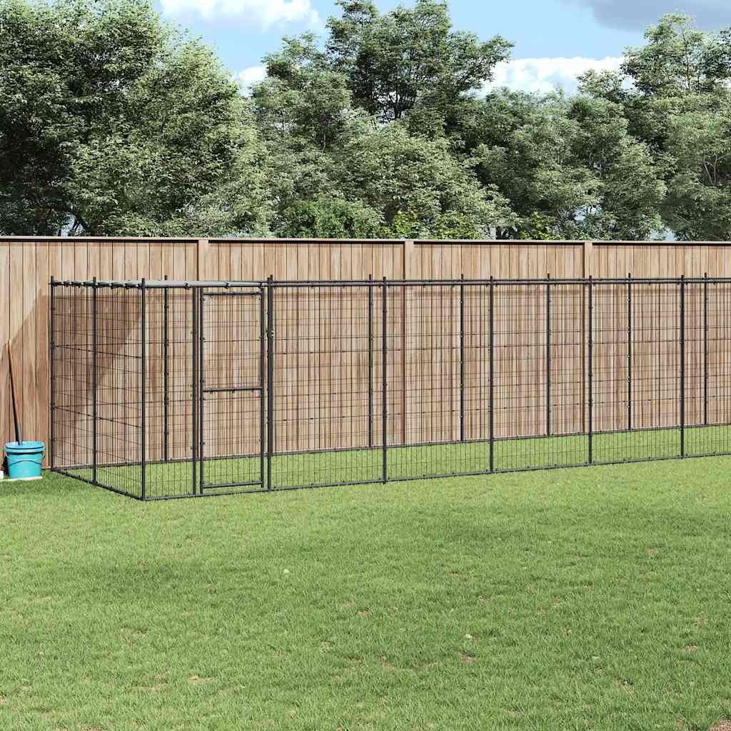 Venkovní psí kotec se střechou ocel 26,62 m²