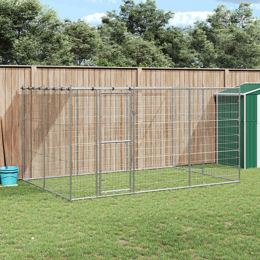 Venkovní psí kotec se střechou pozinkovaná ocel 7,26 m²