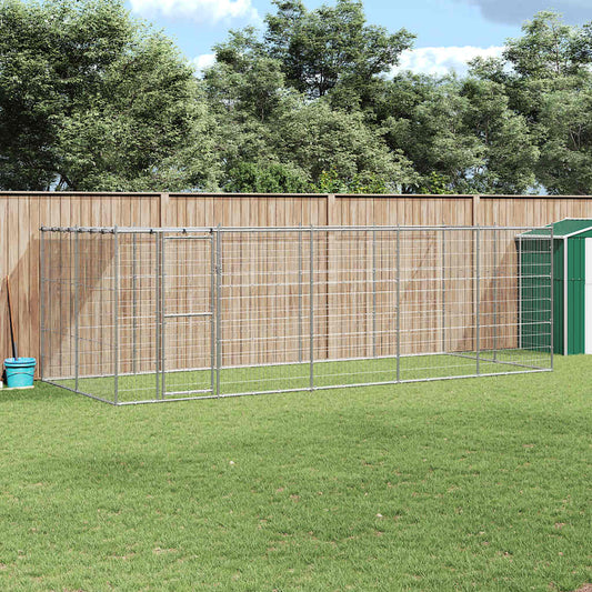 Venkovní psí kotec se střechou pozinkovaná ocel 12,1 m²