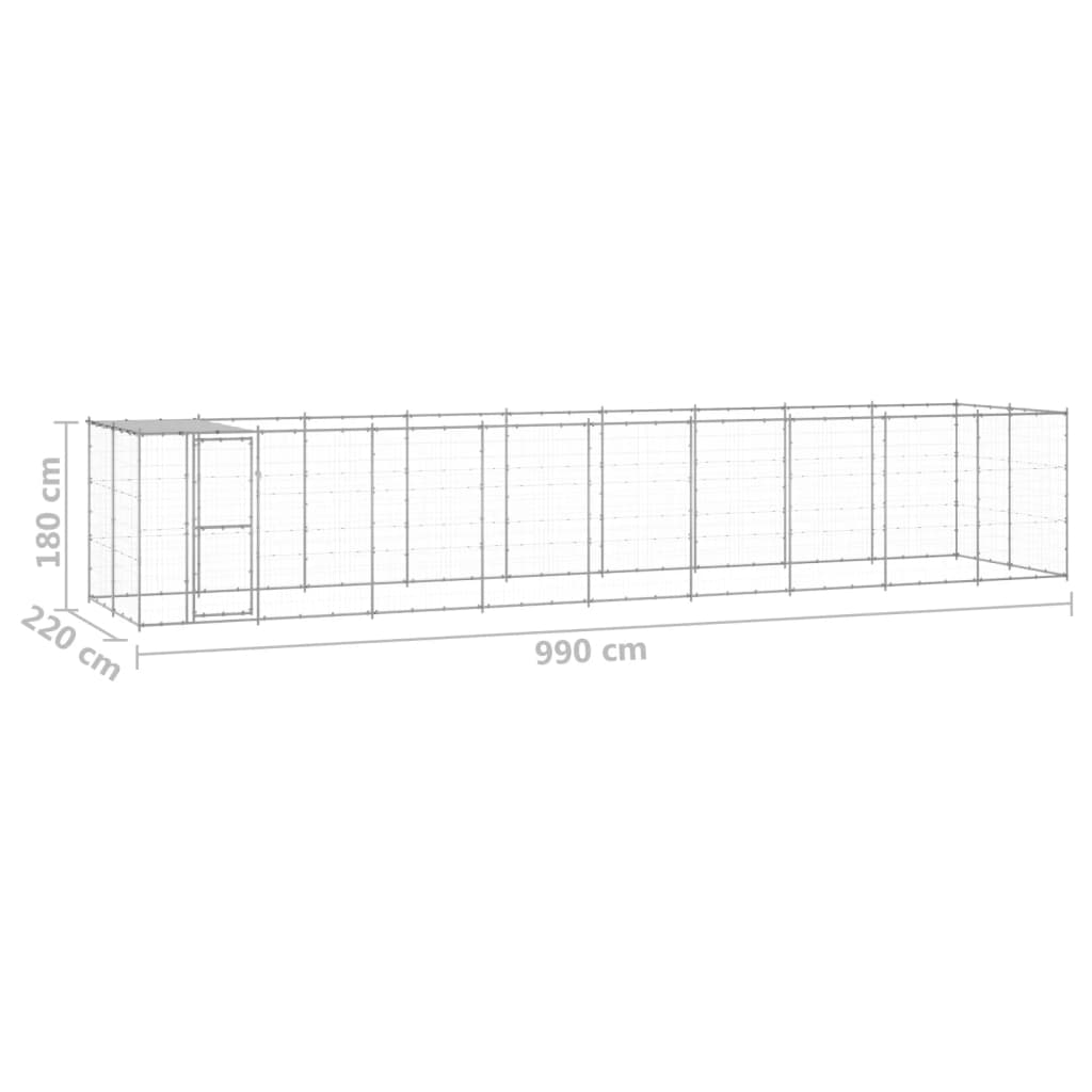 Venkovní psí kotec se střechou pozinkovaná ocel 21,78 m²