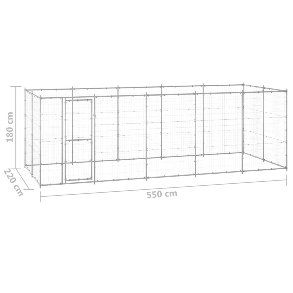 Venkovní psí kotec pozinkovaná ocel 12,1 m²