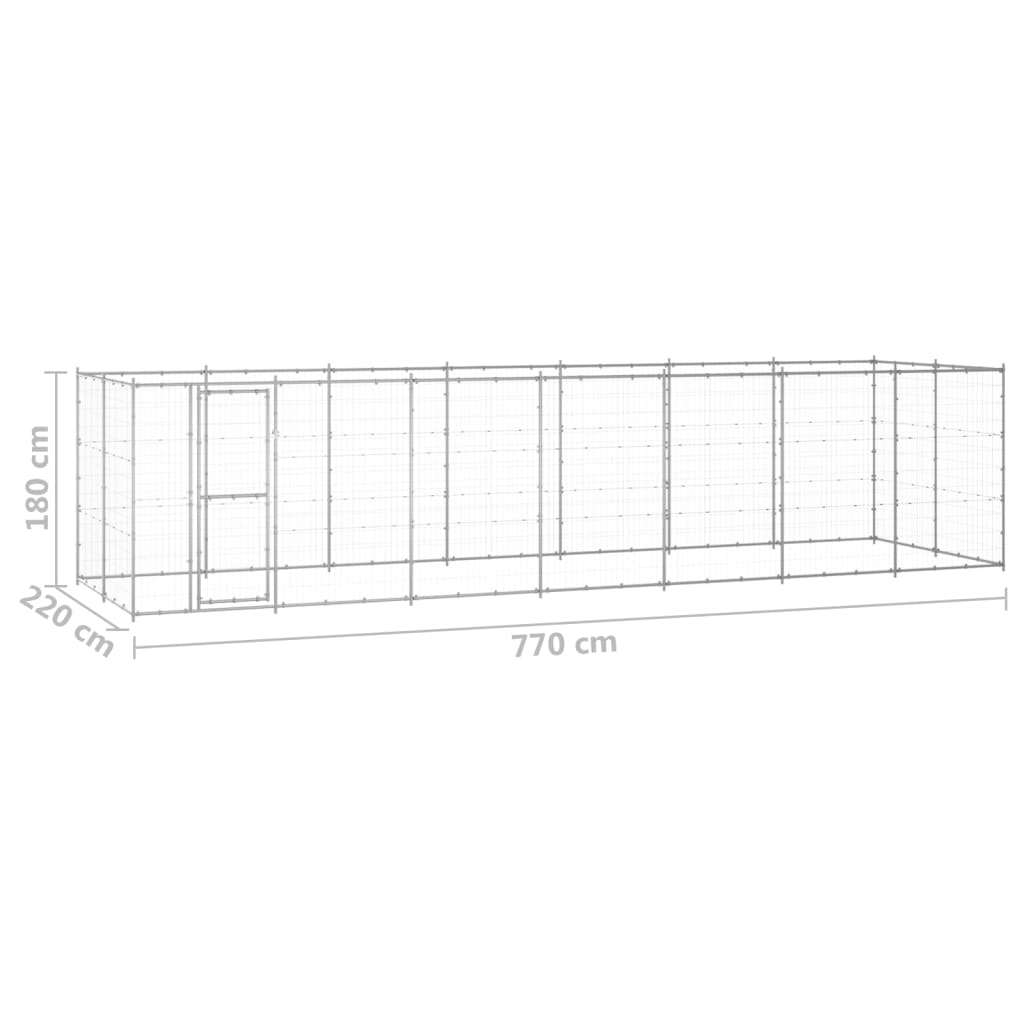 Venkovní psí kotec pozinkovaná ocel 16,94 m²