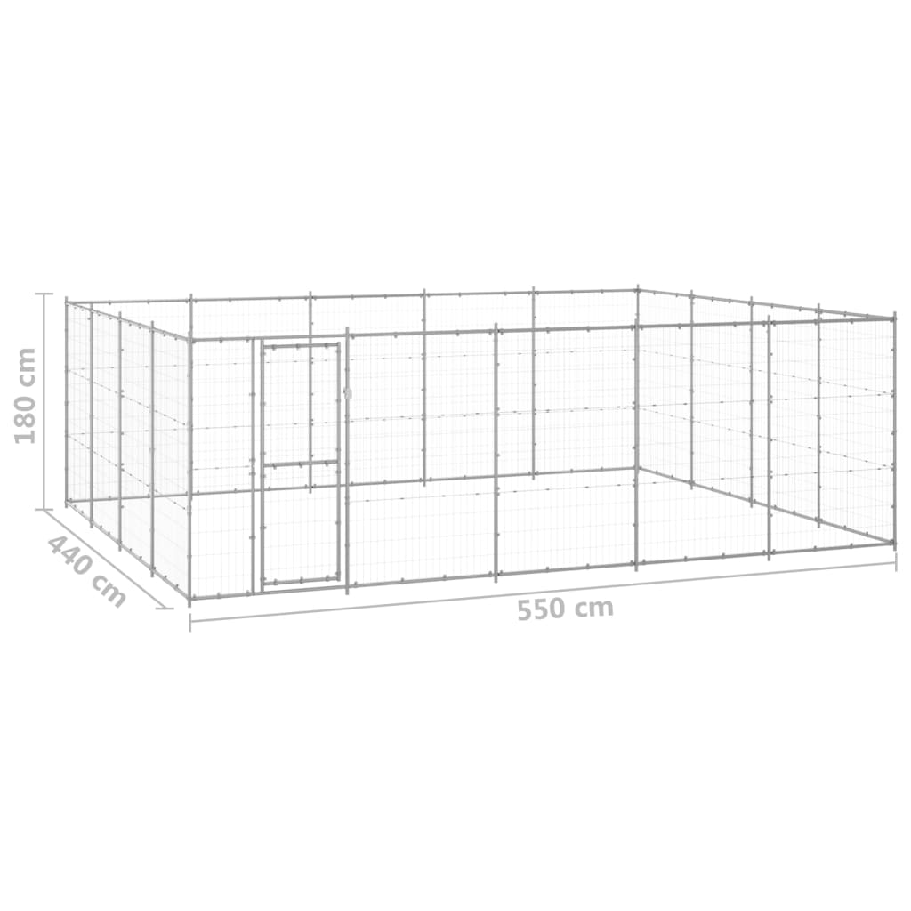 Venkovní psí kotec pozinkovaná ocel 24,2 m²