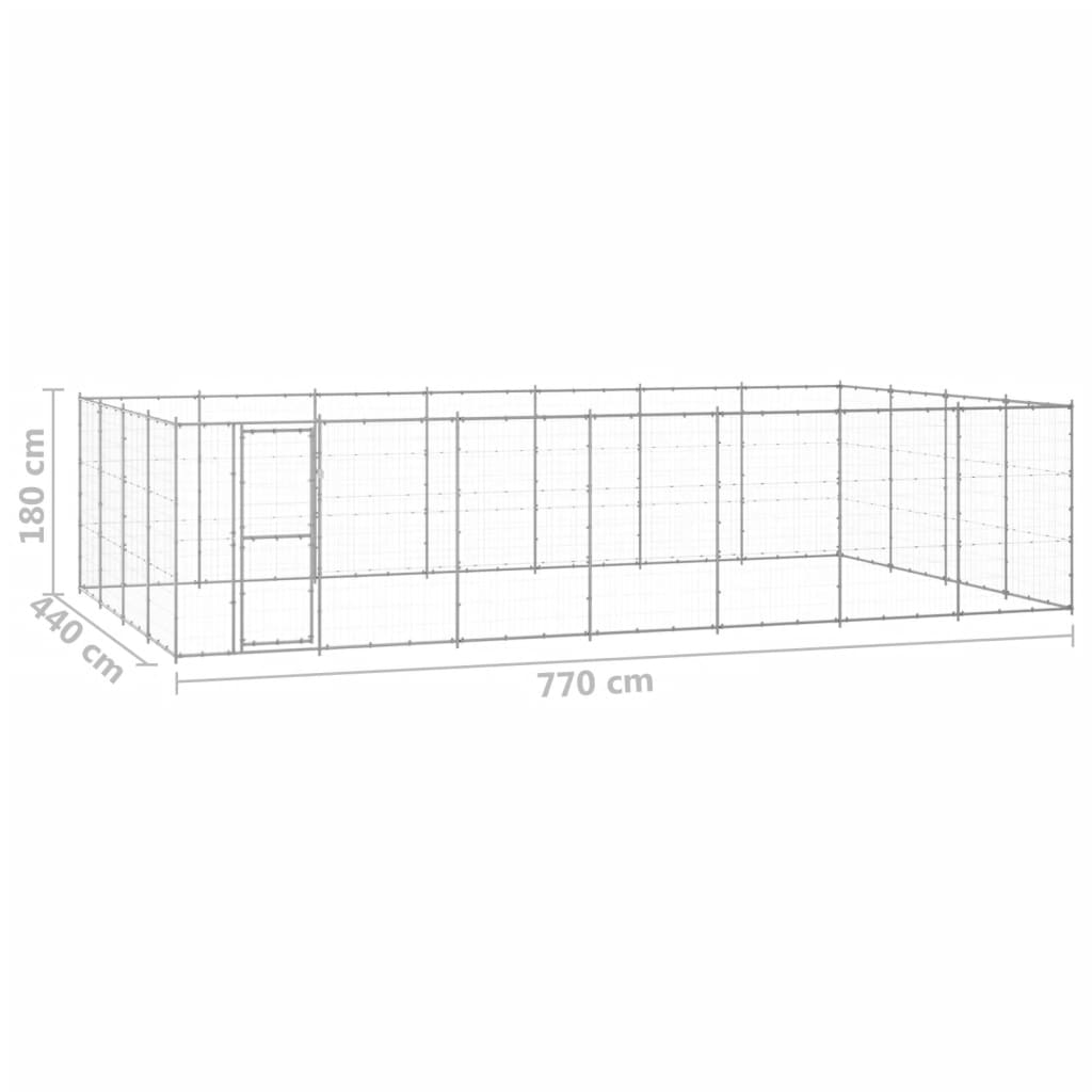 Venkovní psí kotec pozinkovaná ocel 33,88 m²